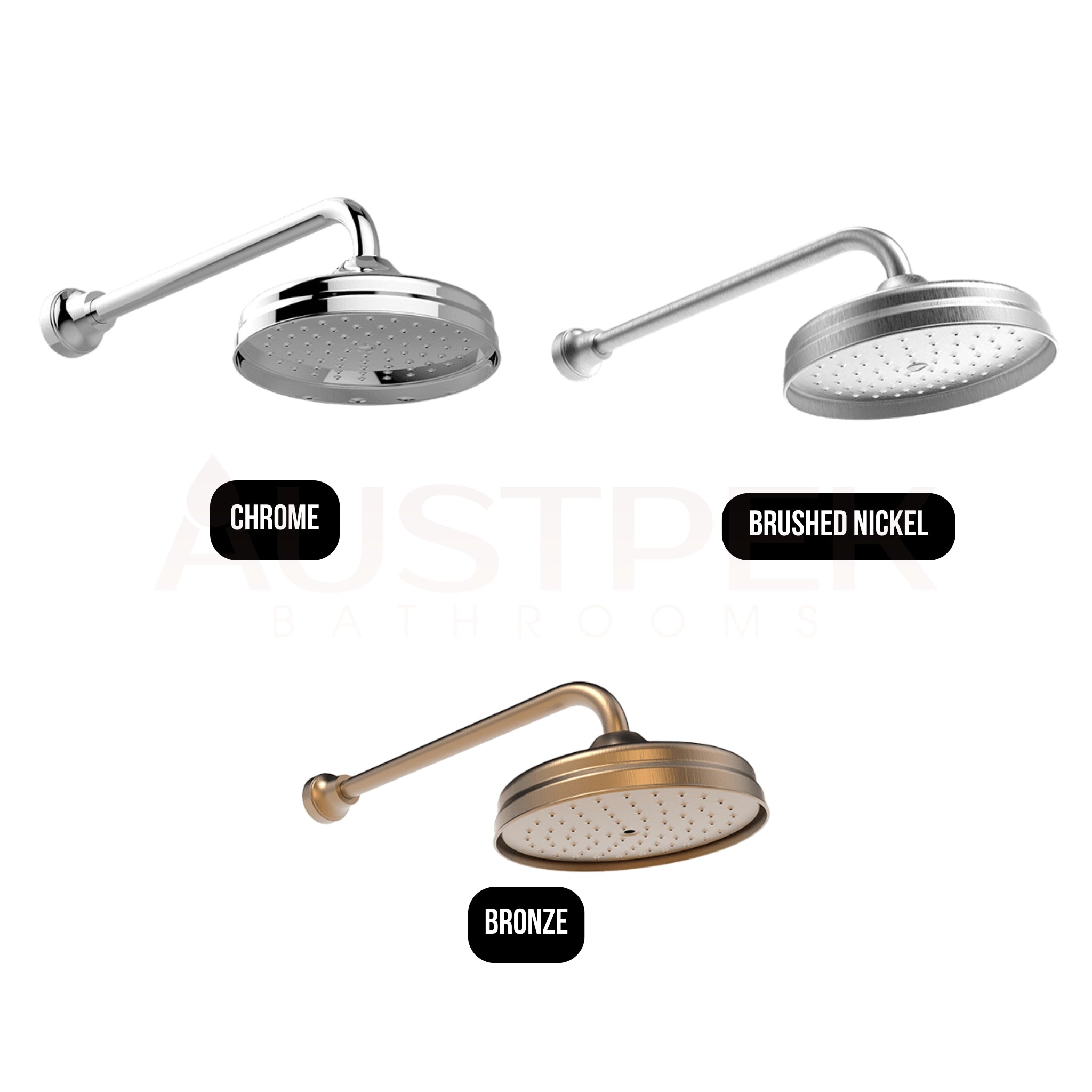 ARMANDO VICARIO PROVINCIAL SHOWER HEAD AND ARM 214MM BRUSHED NICKEL