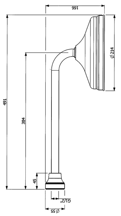 ARMANDO VICARIO PROVINCIAL SHOWER HEAD AND ARM 214MM CHROME