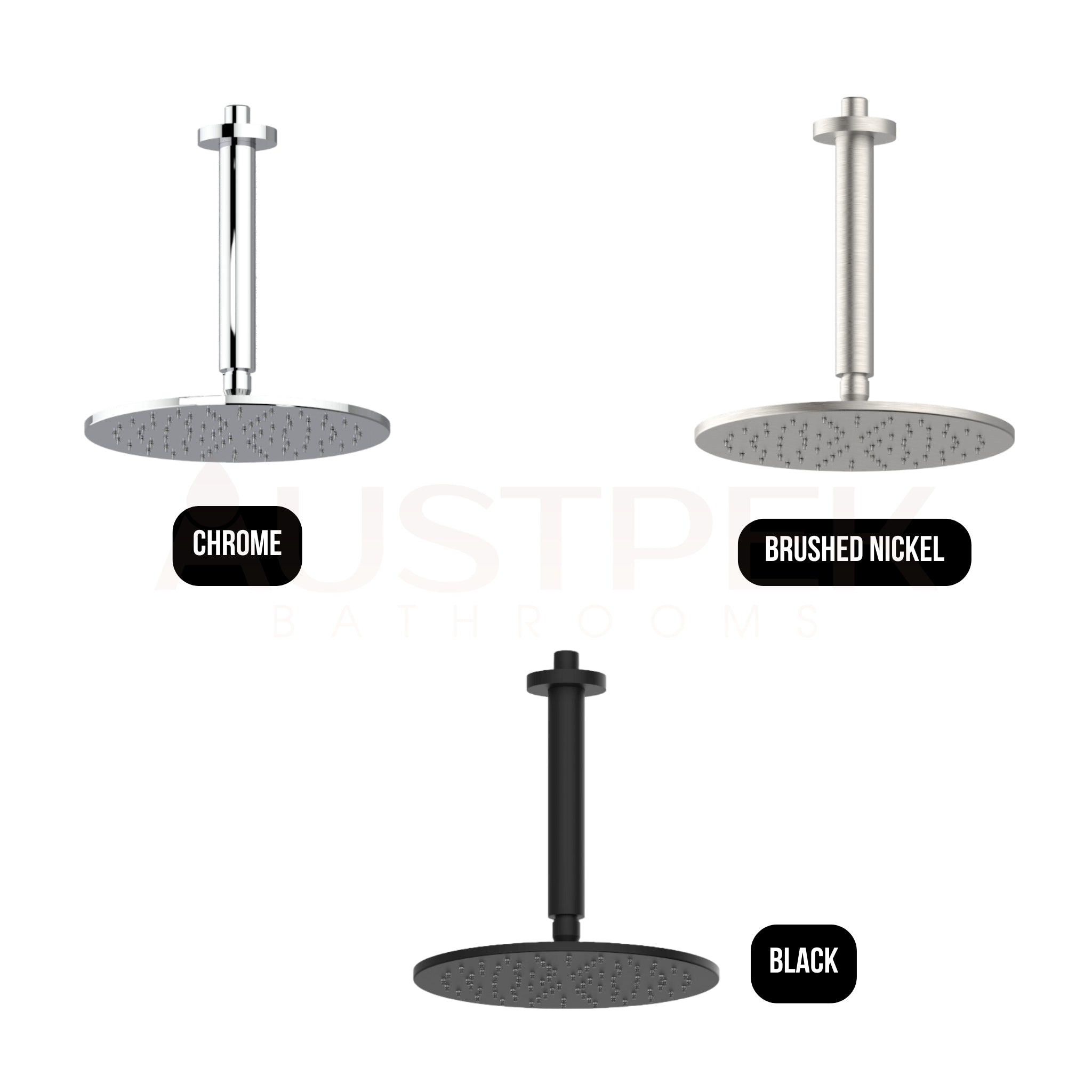 ARMANDO VICARIO PIAZZA SHOWER HEAD AND ARM 250MM BRUSHED NICKEL