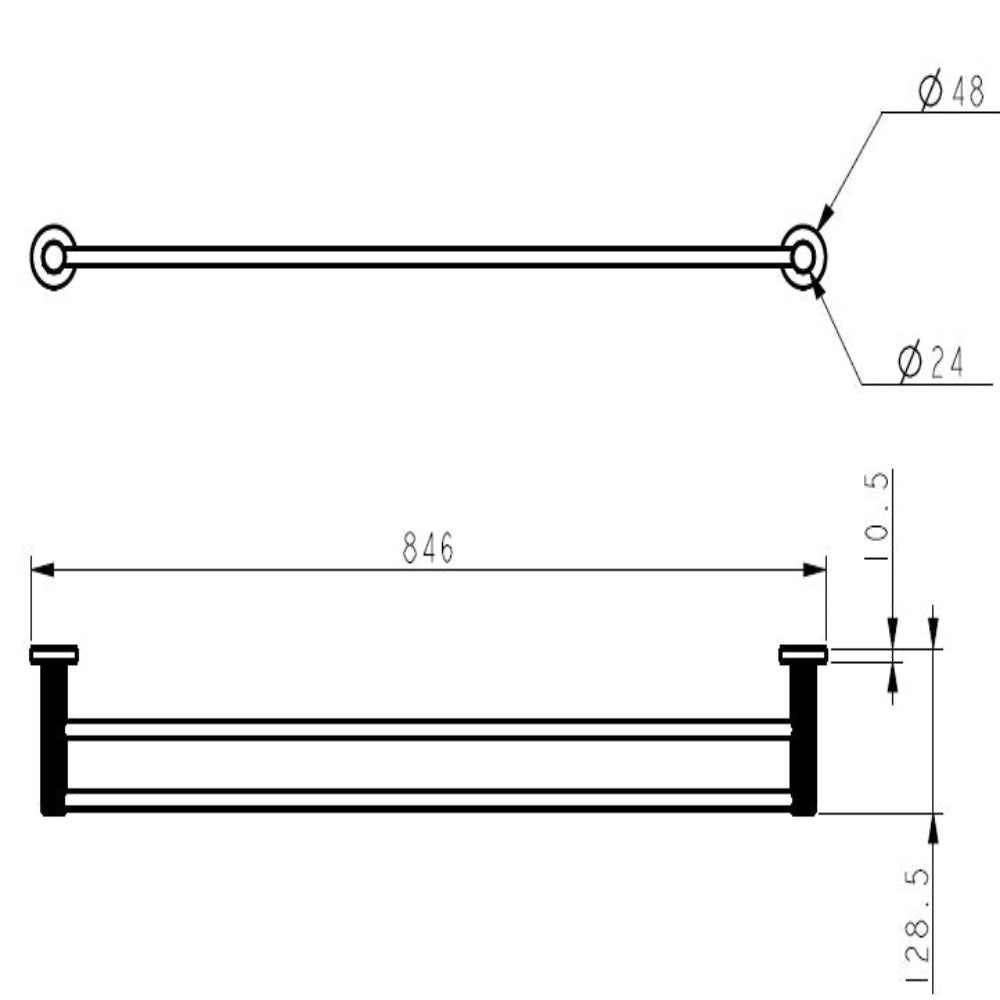 IKON LINIE NON HEATED DOUBLE TOWEL RAIL GUN METAL (AVAILABLE IN 600MM AND 800MM)
