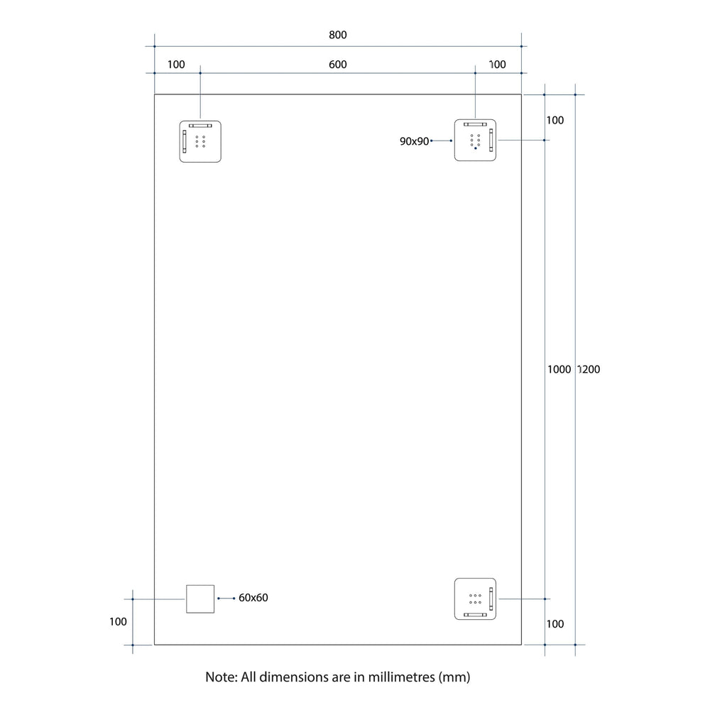 THERMOGROUP ABLAZE RECTANGLE MIRROR SANDBLASTED BORDER 800X1200MM