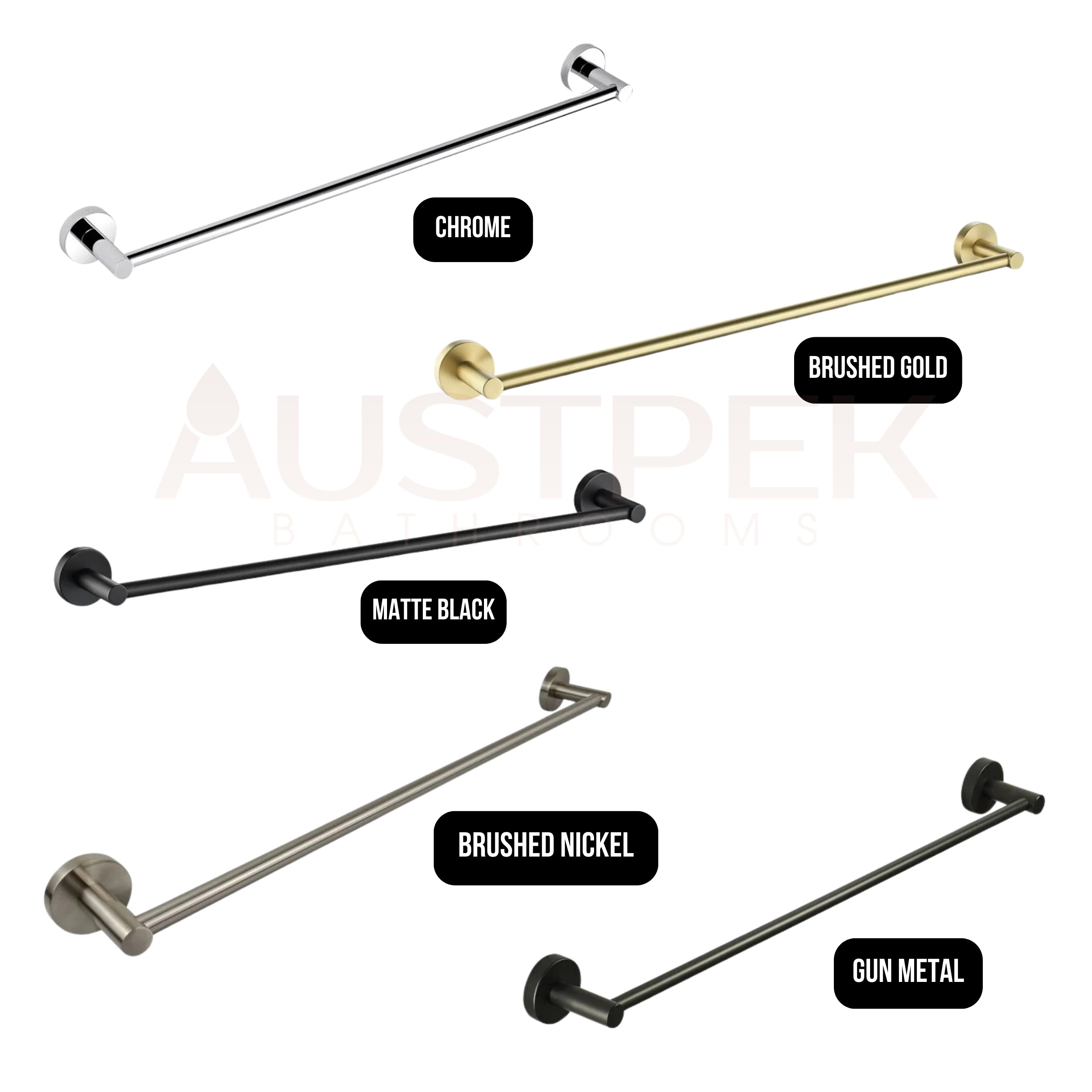 IKON OTUS SINGLE NON-HEATED TOWEL RAIL BRUSHED NICKEL 600MM AND 750MM