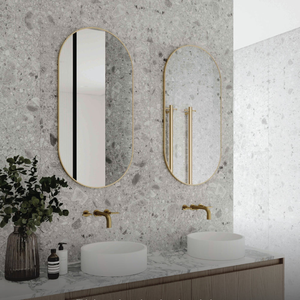 THERMOGROUP ABLAZE PILL WHITE FRAMED MIRROR 500X1000MM