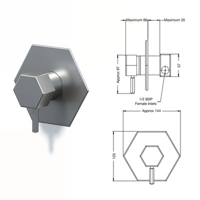 RAINWARE MIAMI OUTDOOR HOT AND COLD WALL MIXER STAINLESS STEEL
