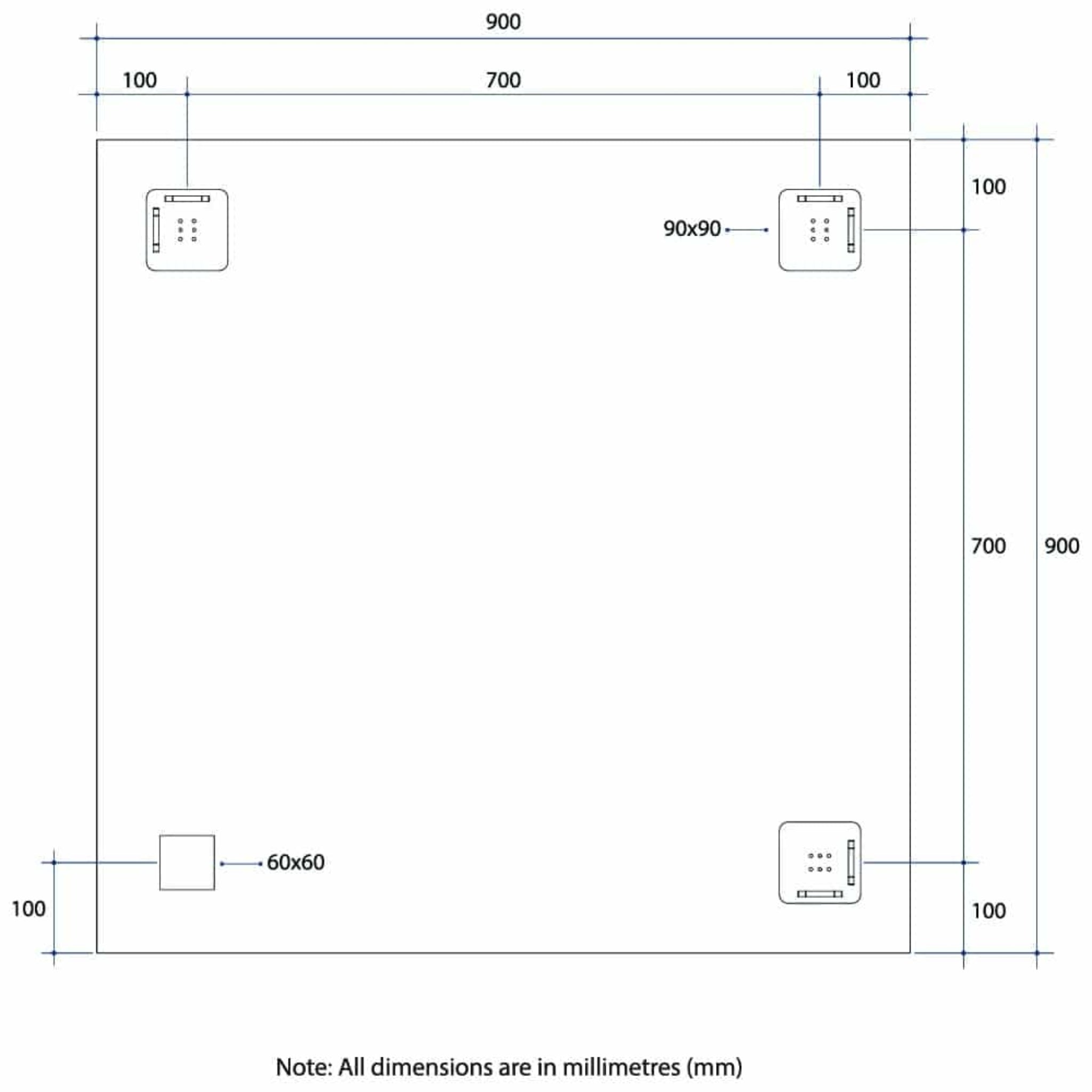 THERMOGROUP ABLAZE RECTANGLE POLISHED EDGE MIRROR 900MM