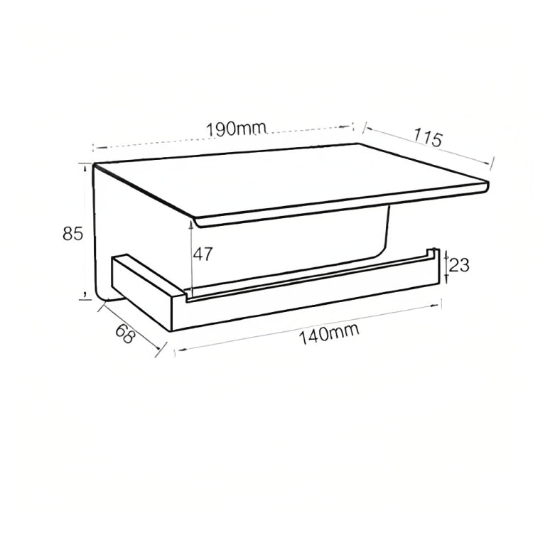 INSPIRE PAPER HOLDER WITH PHONE SHELF MATTE BLACK 190MM