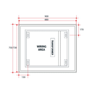 THERMOGROUP ABLAZE PREMIUM SR RANGE BACK-LIT MIRROR 900X700MM