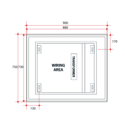 THERMOGROUP ABLAZE PREMIUM SR RANGE BACK-LIT MIRROR 900X700MM
