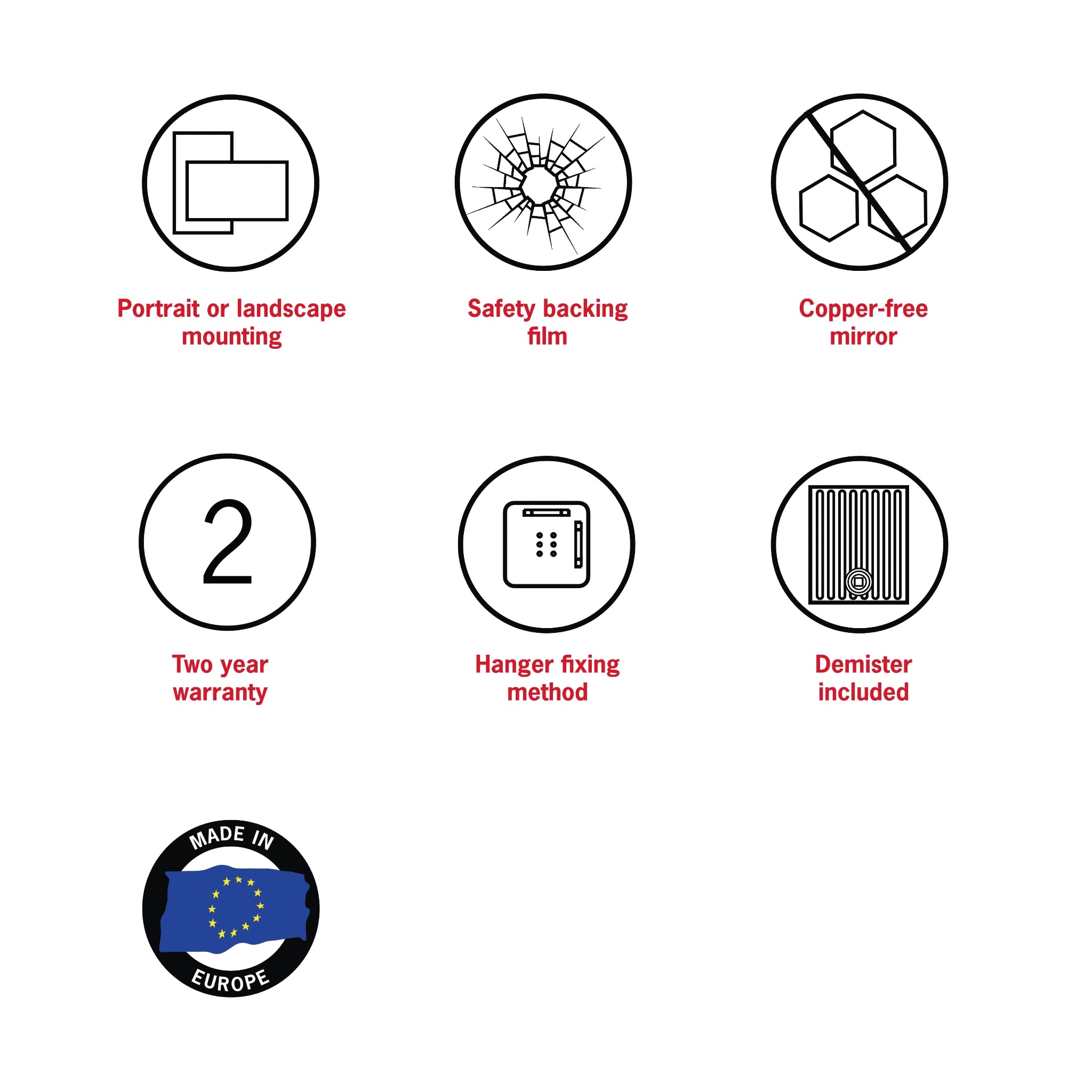 THERMOGROUP ABLAZE PILL WHITE FRAMED MIRROR WITH DEMISTER 500X1000MM