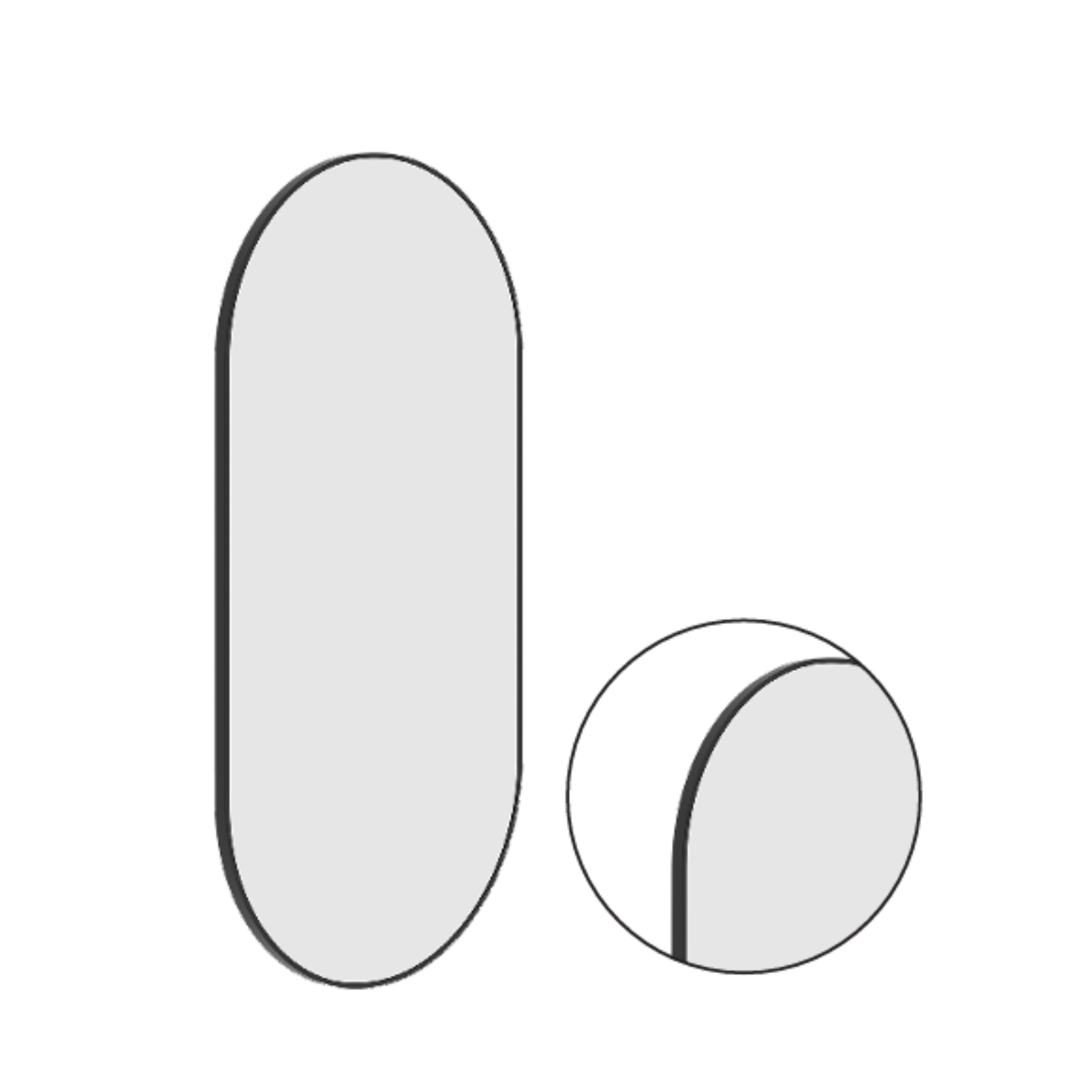 THERMOGROUP ABLAZE PILL BLACK FRAMED MIRROR 500X1000MM