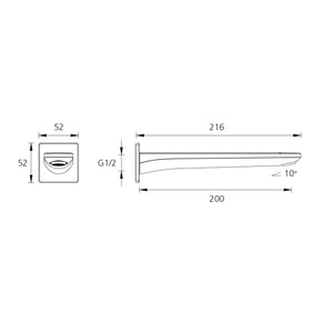 OLIVERI PARIS WALL SPOUT 216MM CHROME