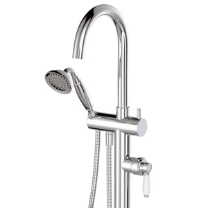 FIENZA ELEANOR FLOOR STANDING BATH MIXER WITH HAND SHOWER CERAMIC HANDLE CHROME