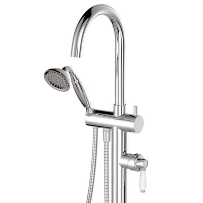 FIENZA ELEANOR FLOOR STANDING BATH MIXER WITH HAND SHOWER CERAMIC HANDLE CHROME