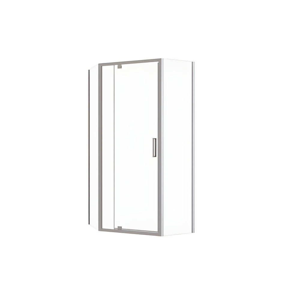 DECINA PREZZO SEMI-FRAMELESS ANGLED SHOWER SCREEN CHROME 900MM