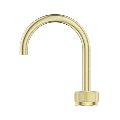 BELLA VISTA MICA LEAD FREE FLUTED GOOSENECK HOB BASIN MIXER SET 225MM FRENCH GOLD