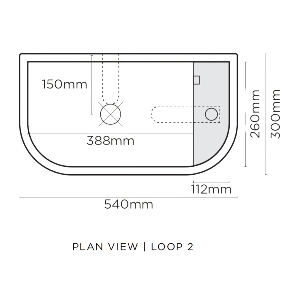 NOOD CO LOOP 02 ABOVE COUNTER / WALL HUNG BASIN CLOUD 540MM