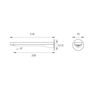 OLIVERI LONDON WALL SPOUT 218MM CHROME