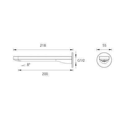 OLIVERI LONDON LEAD FREE WALL SPOUT 218MM CHROME