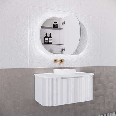 RIVA PARIS MATTE WHITE LED SHAVING CABINET 870X600MM