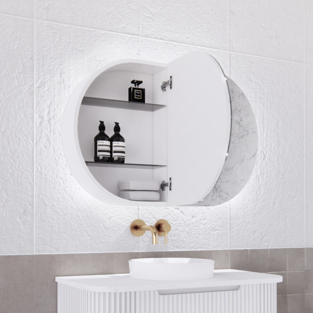 RIVA PARIS MATTE WHITE LED SHAVING CABINET 870X600MM