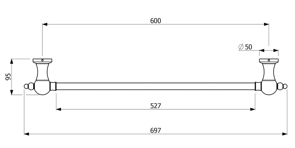 ARMANDO VICARIO PROVINCIAL NON-HEATED SINGLE TOWEL RAIL BRONZE 600MM