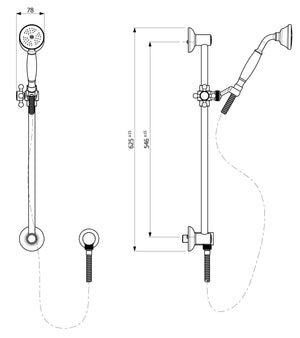 ARMANDO VICARIO PROVINCIAL SHOWER ON RAIL 625MM BRUSHED NICKEL