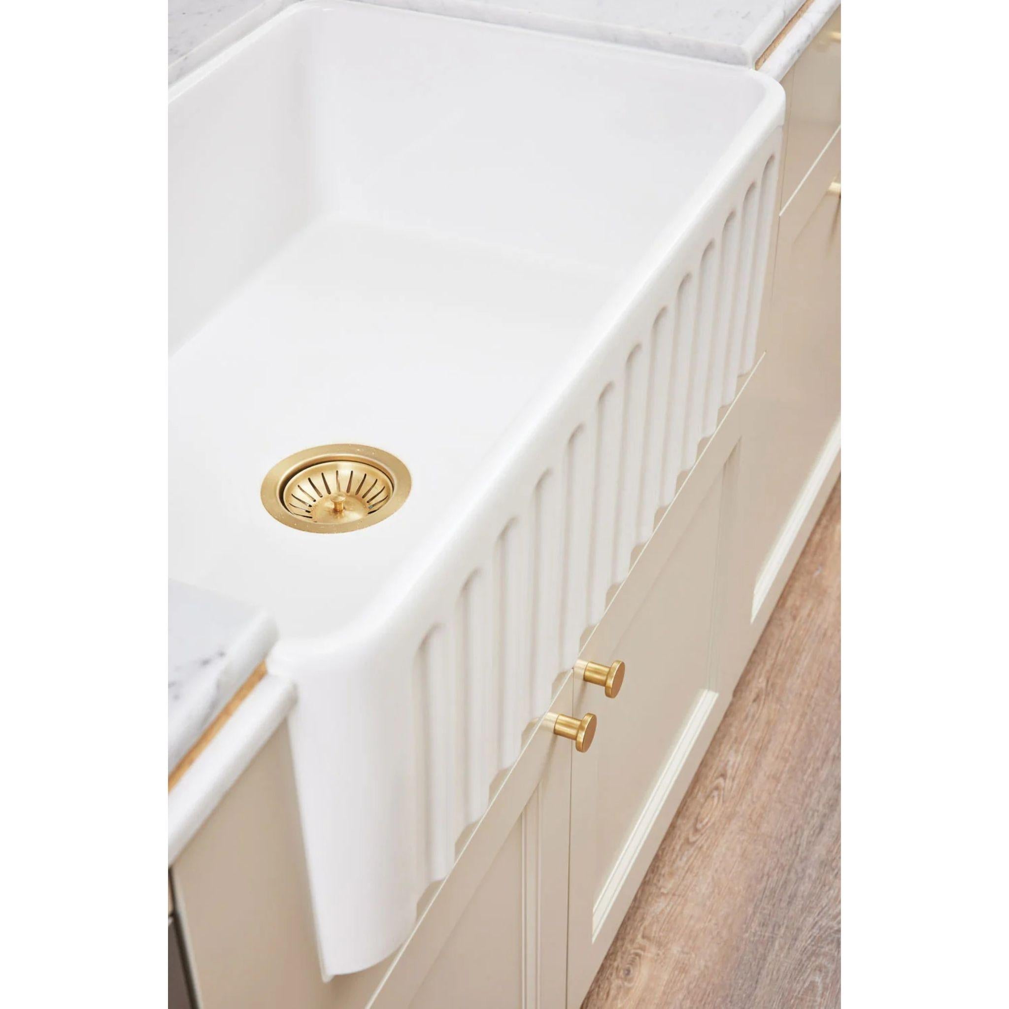 TURNER HASTINGS BASKET WASTE WITH LONG SCREW 90MM BRUSHED BRASS