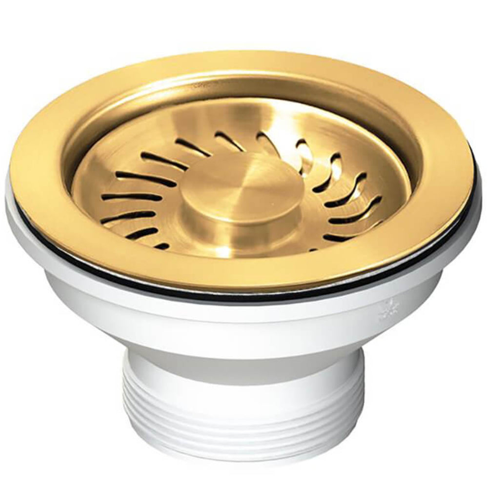 TURNER HASTINGS BASKET WASTE WITH LONG SCREW 90MM BRUSHED BRASS