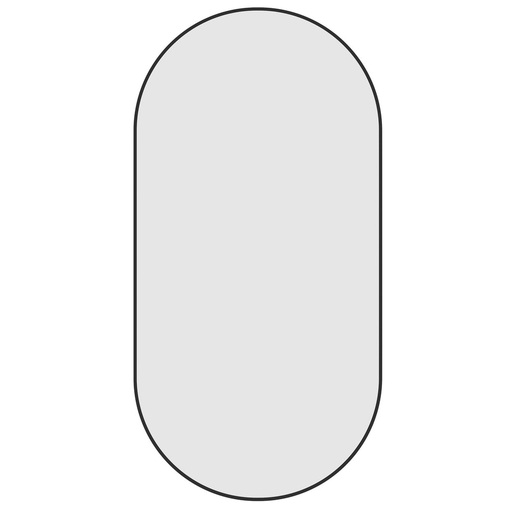 THERMOGROUP ABLAZE PILL BLACK FRAMED MIRROR WITH DEMISTER 500X1000MM