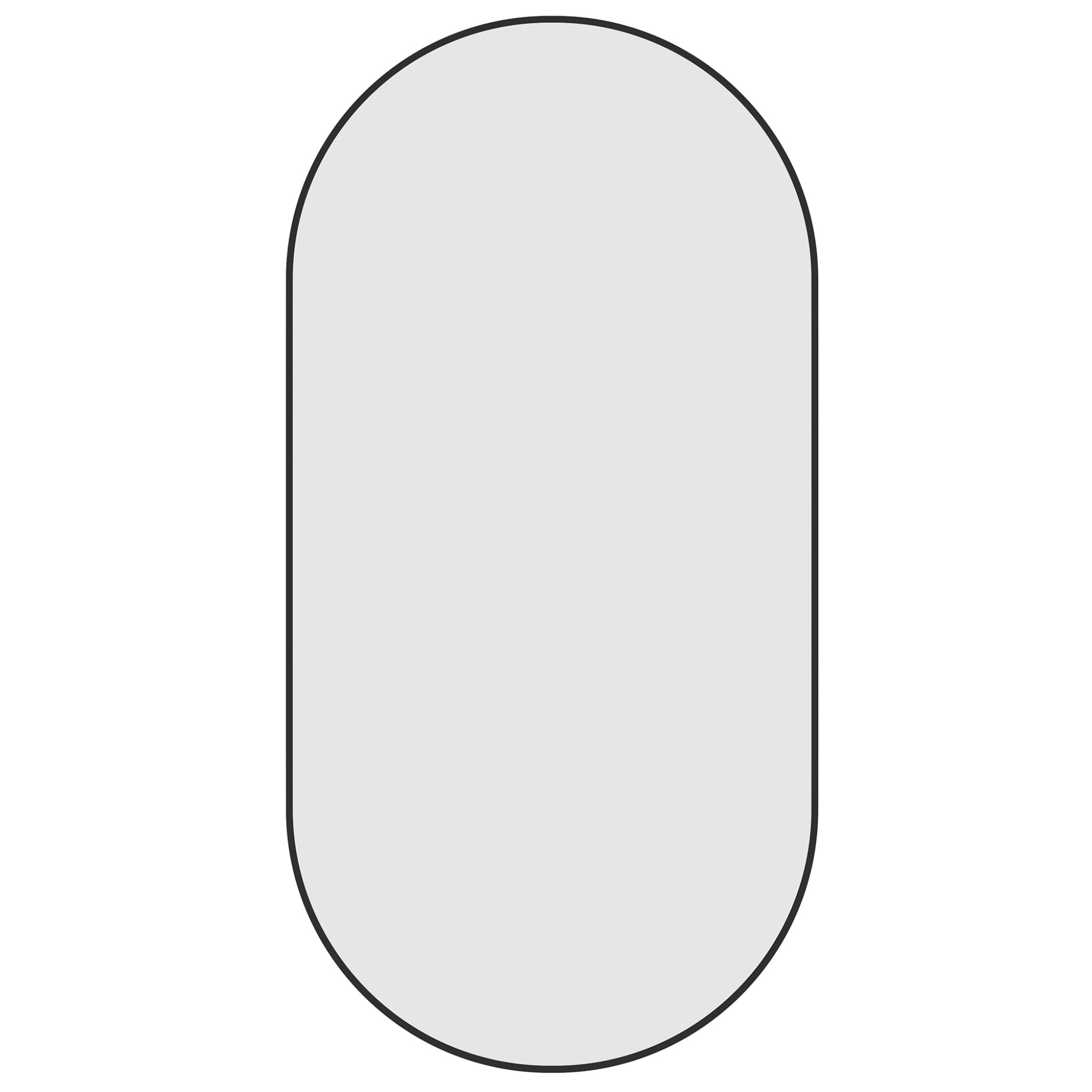 THERMOGROUP ABLAZE PILL BLACK FRAMED MIRROR 500X1000MM