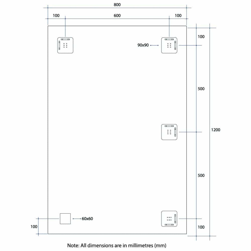THERMOGROUP ABLAZE RECTANGLE 25MM BEVEL EDGE MIRROR 800X1200MM
