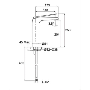 KOHLER AVID TALL BASIN MIXER 253MM CHROME