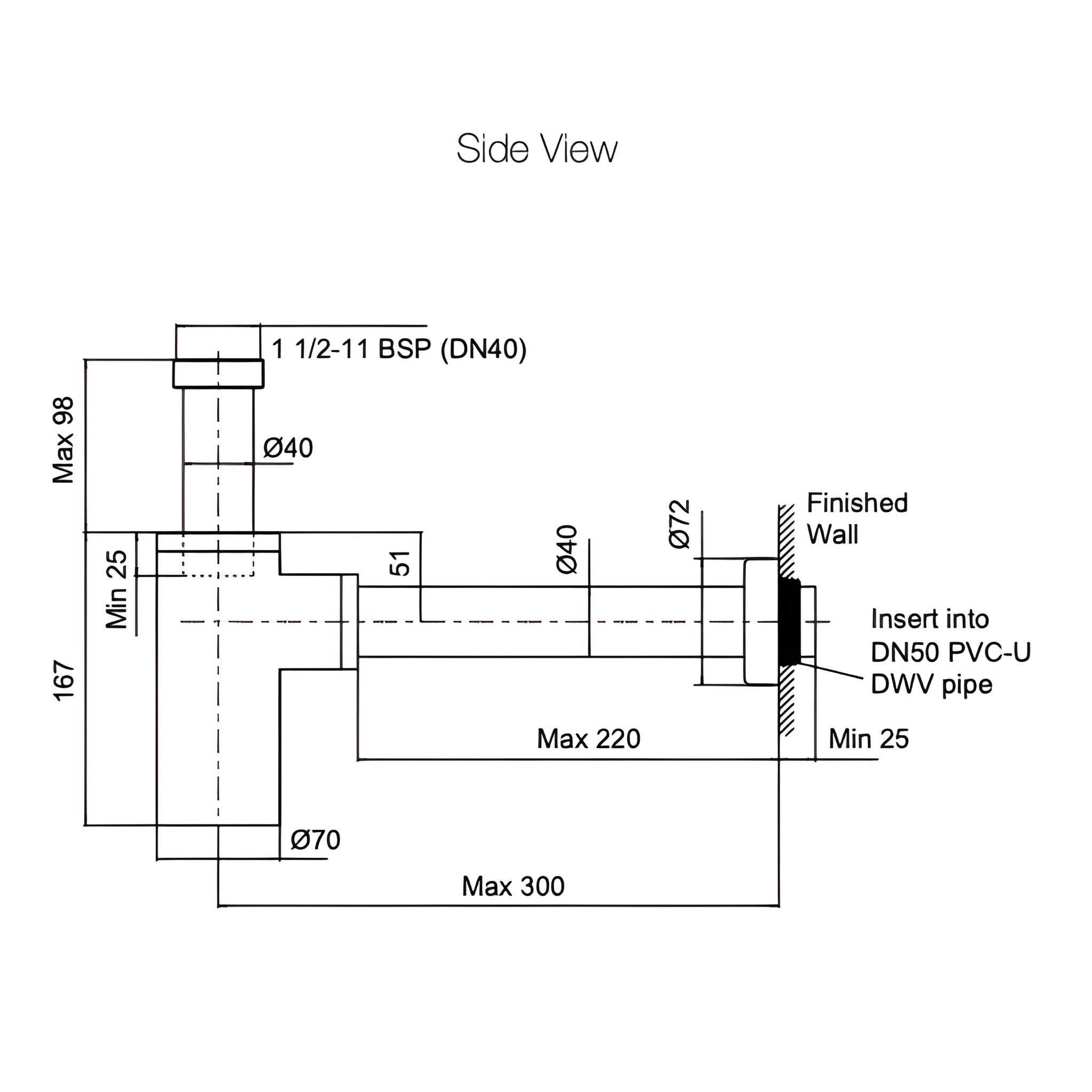 KOHLER BOTTLE TRAP 167MM CHROME