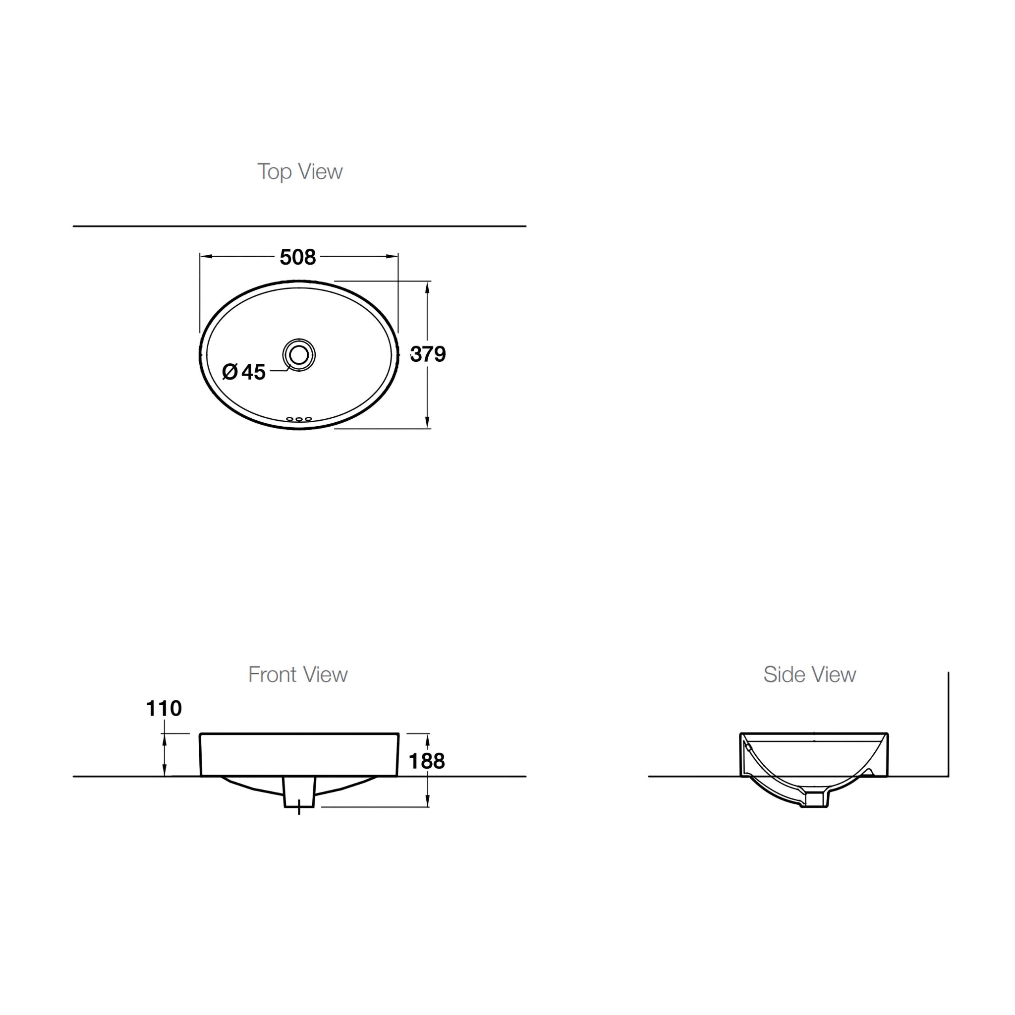 KOHLER CHALICE OVAL ABOVE COUNTER BASIN GLOSS WHITE 508MM