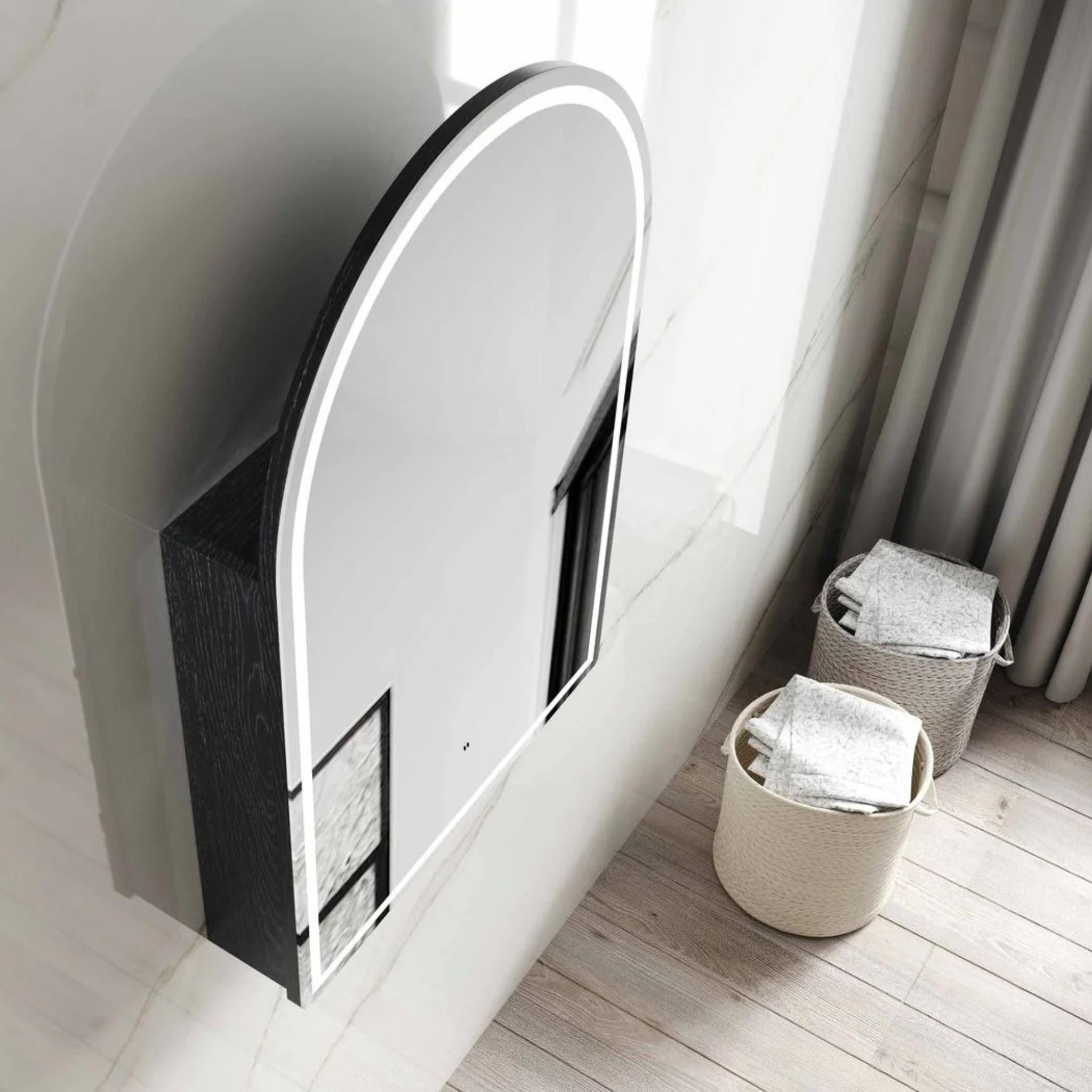 OTTI ARCHIE BLACK OAK LED SHAVING CABINET WITH POWERPOINT 600X900MM