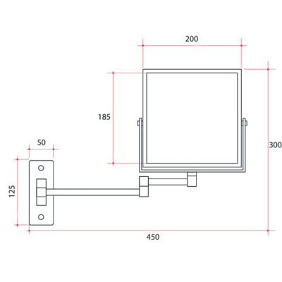 THERMOGROUP ABLAZE SQUARE 1&5X MAGNIFICATION MIRROR CHROME 185MM