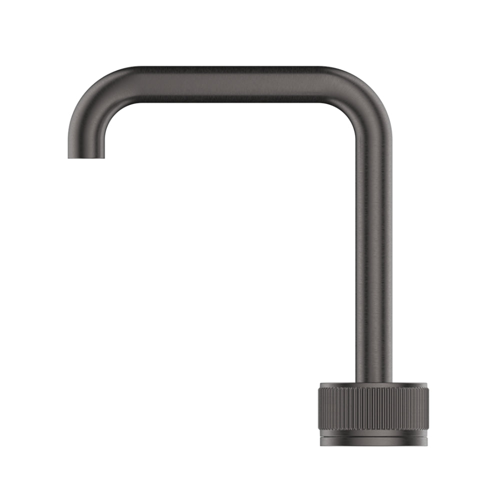 BELLA VISTA MICA LEAD FREE FLUTED SOFT-SQUARE HOB BASIN MIXER SET 205MM GUN METAL