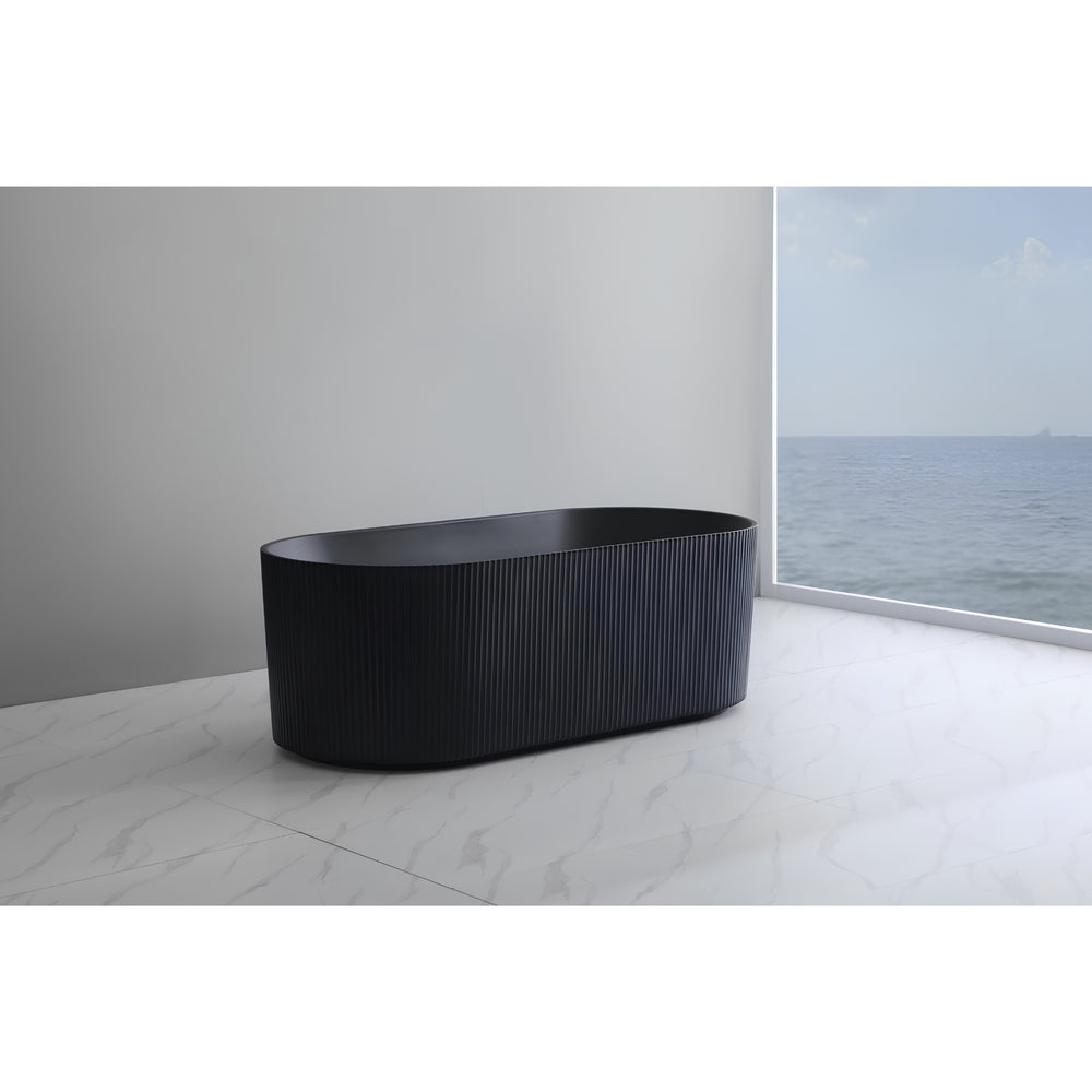 VITO AYANA FLUTED FREESTANDING BATHTUB MATTE BLACK (AVAILABLE IN 1500MM AND 1700MM)