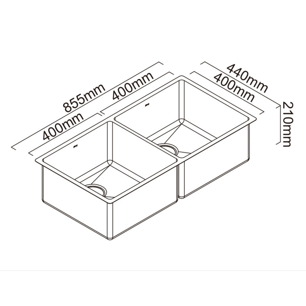 SCHOCK ALFRESCO DOUBLE BOWL KITCHEN SINK STAINLESS STEEL 855MM