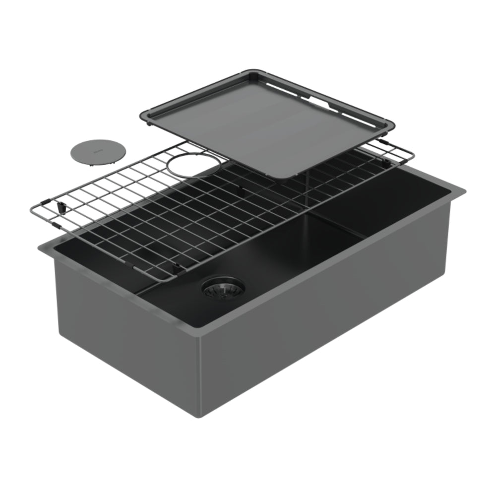 SCHOCK PIAZZA LARGE SINGLE BOWL KITCHEN SINK BLACK PEARL 770MM