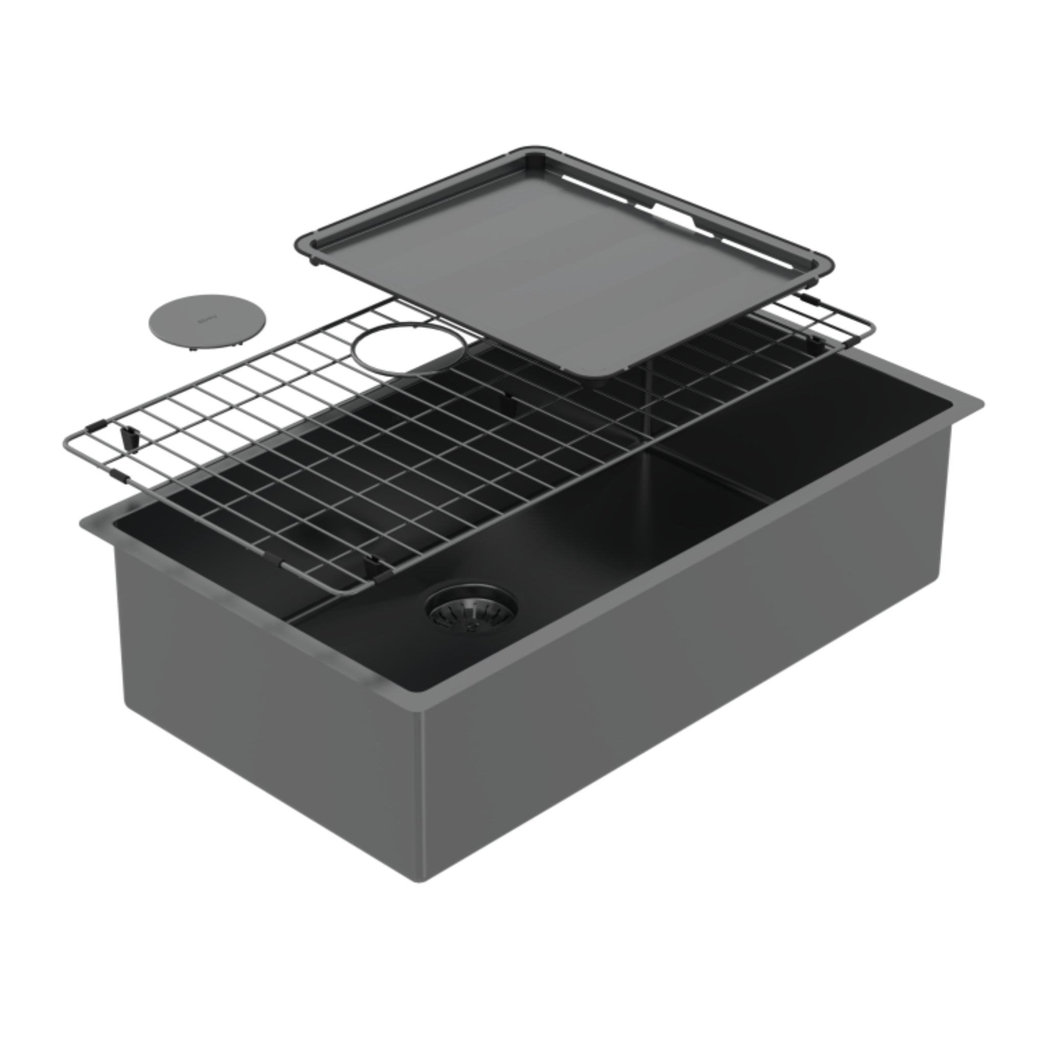 ABEY PIAZZA LARGE SINGLE BOWL KITCHEN SINK BLACK PEARL 770MM