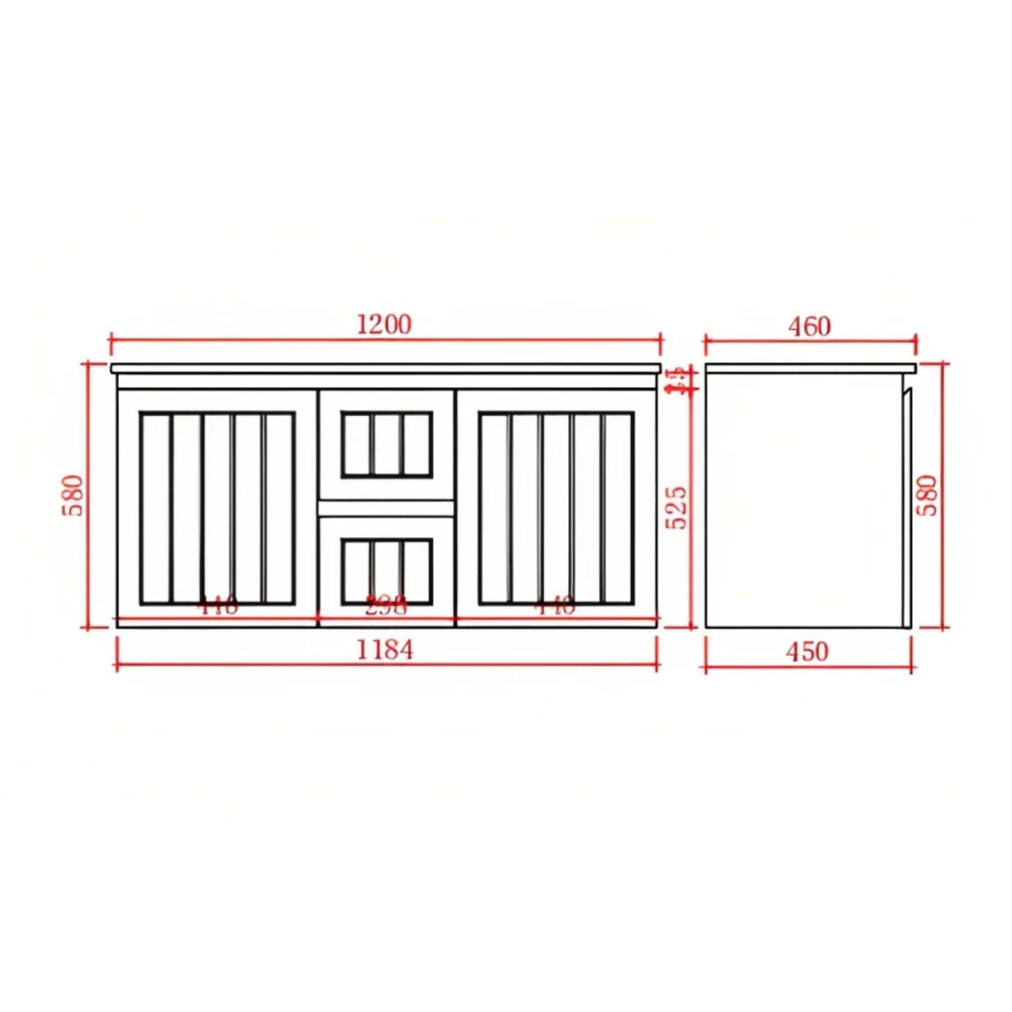 CETO ACACIA SHAKER MATTE WHITE 1200MM DOUBLE BOWL WALL HUNG VANITY