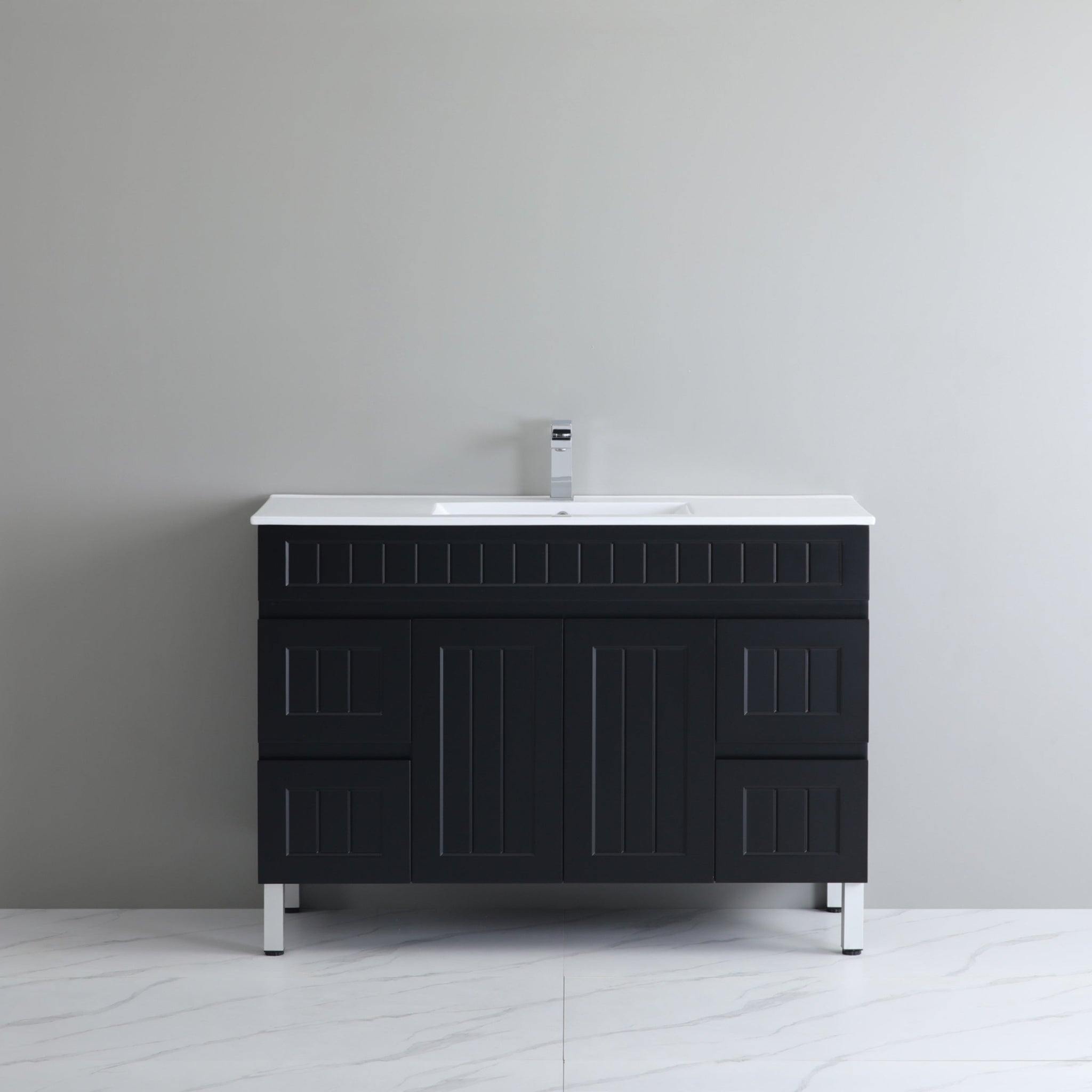 CETO ACACIA SHAKER MATTE BLACK 1200MM SINGLE BOWL FLOOR STANDING VANITY