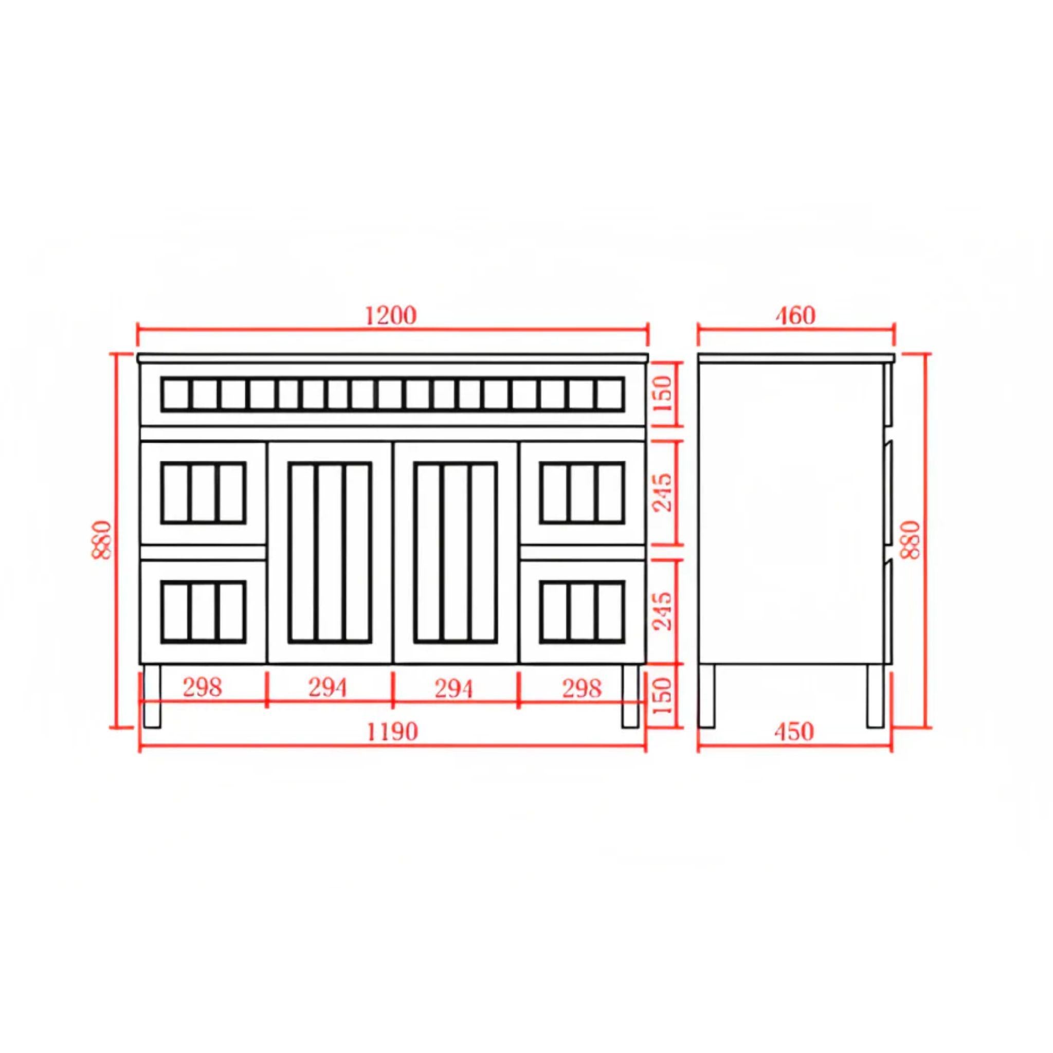 CETO ACACIA SHAKER MATTE BLACK 1200MM SINGLE BOWL FLOOR STANDING VANITY
