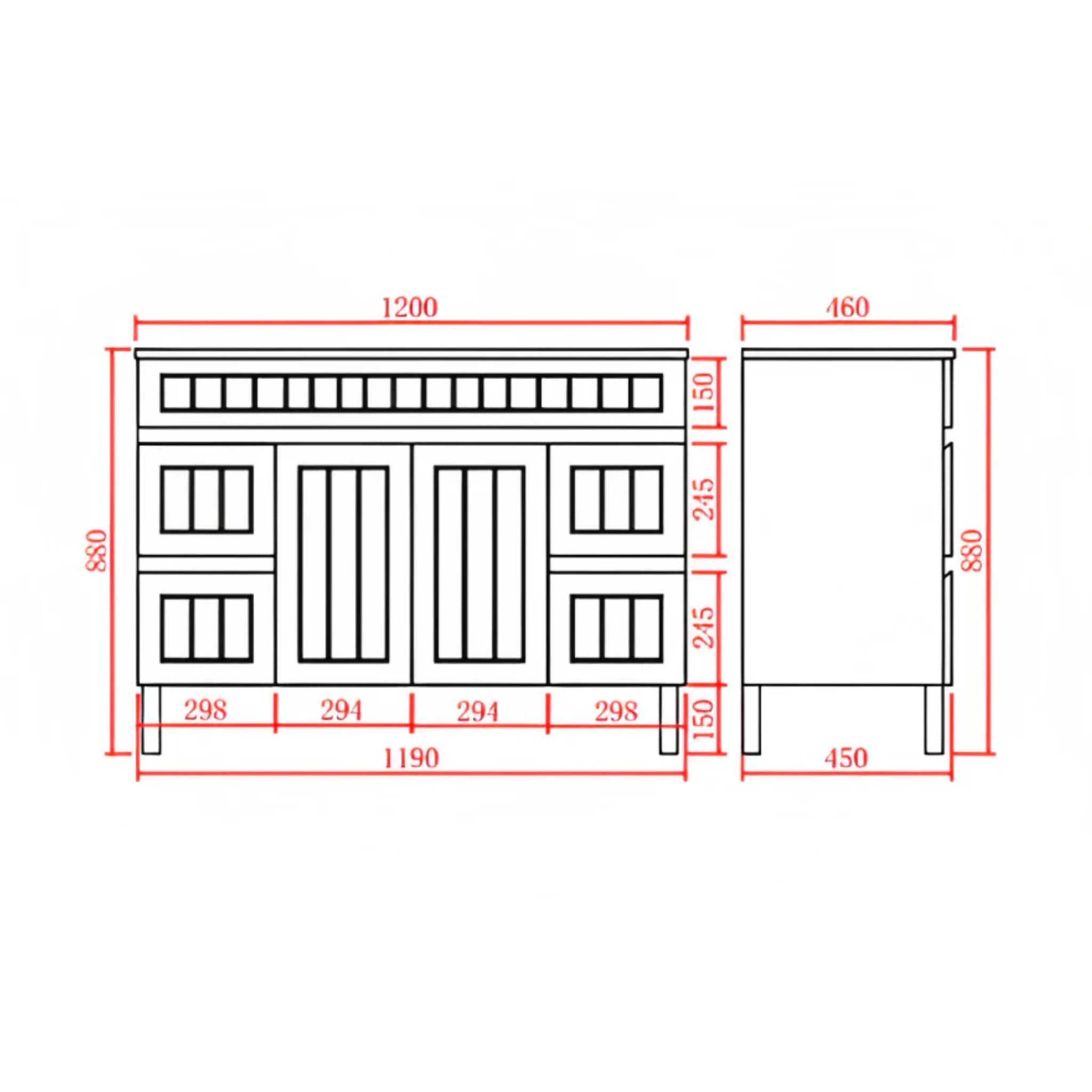 CETO ACACIA SHAKER MATTE WHITE 1200MM SINGLE BOWL FLOOR STANDING VANITY