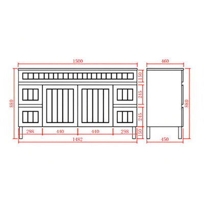 CETO ACACIA SHAKER MATTE BLACK 1500MM DOUBLE BOWL FLOOR STANDING VANITY