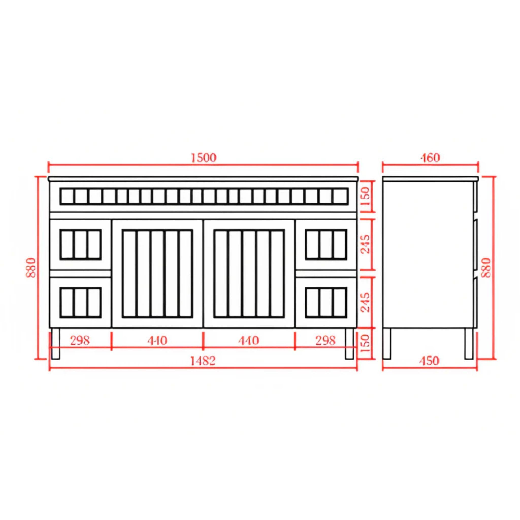 CETO ACACIA SHAKER MATTE BLACK 1500MM SINGLE BOWL FLOOR STANDING VANITY