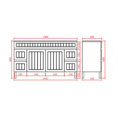 CETO ACACIA SHAKER MATTE WHITE 1500MM DOUBLE BOWL FLOOR STANDING VANITY