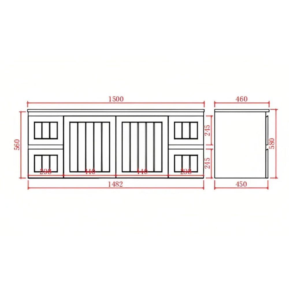 CETO ACACIA SHAKER MATTE BLACK 1500MM DOUBLE BOWL WALL HUNG VANITY