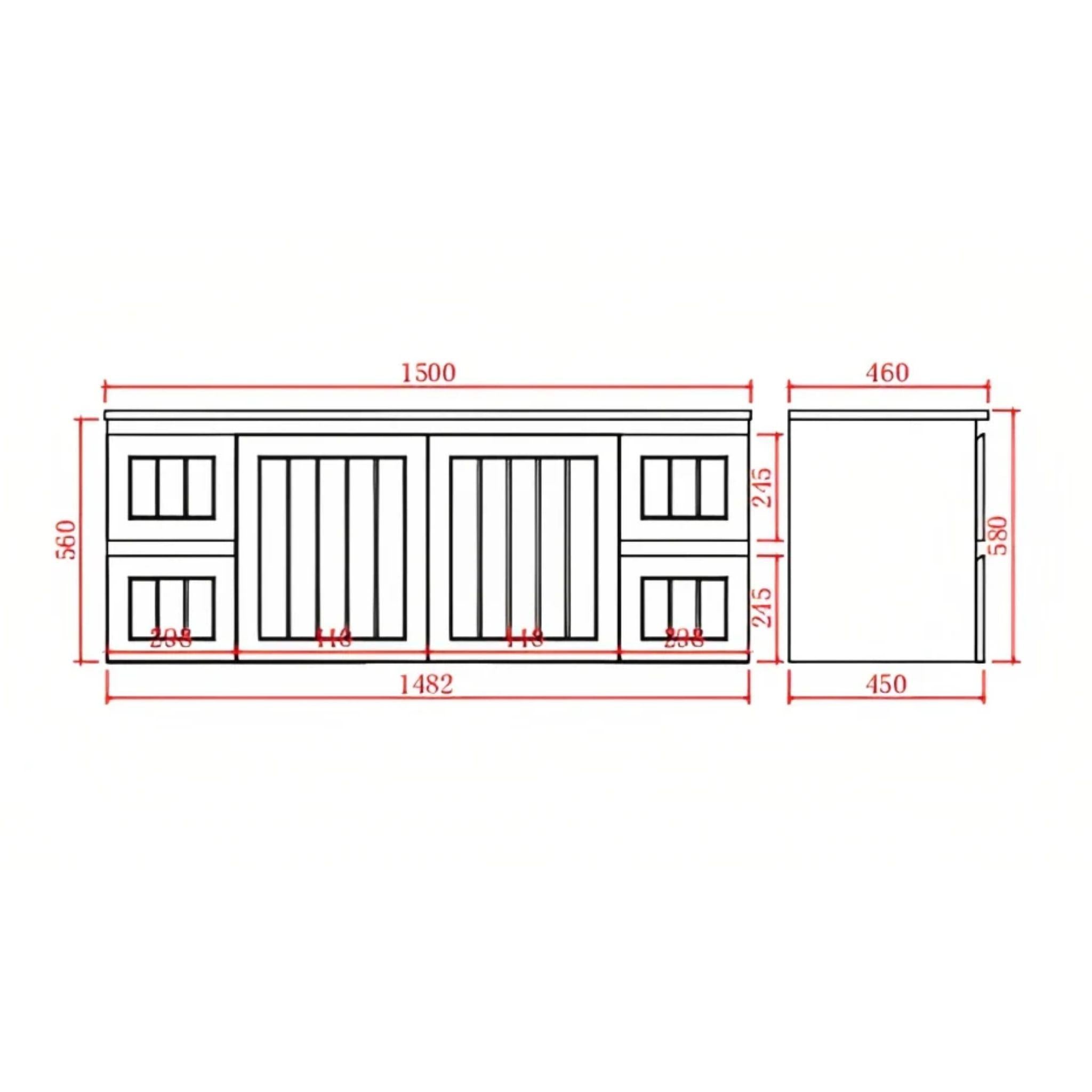 CETO ACACIA SHAKER MATTE WHITE 1500MM DOUBLE BOWL WALL HUNG VANITY